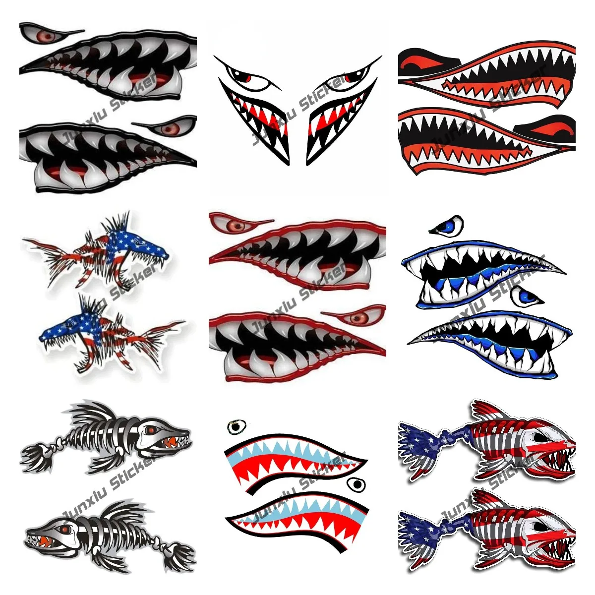 Fishing Kayak Sit On Top - ศิลปะบนผนัง Warhawk Shark สติกเกอร์รูปเสือตลกกราฟิกอุปกรณ์เสริมสำหรับรถ Kayak Canoe
