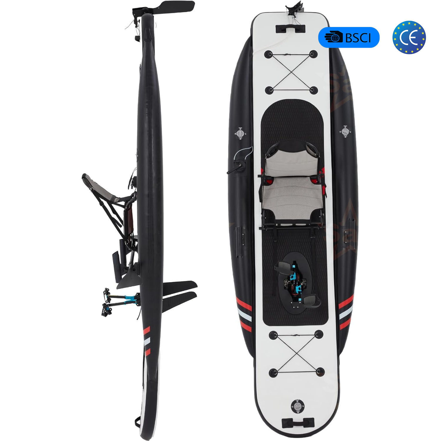 Fishing Kayak Inflatable - เรือคายัคพองลมคุณภาพสูงแบบใช้เท้าเหยียบ ดีไซน์พกพาสำหรับผู้ใหญ่ เหมาะสำหรับกิจกรรมสันทนาการทางน้ำ