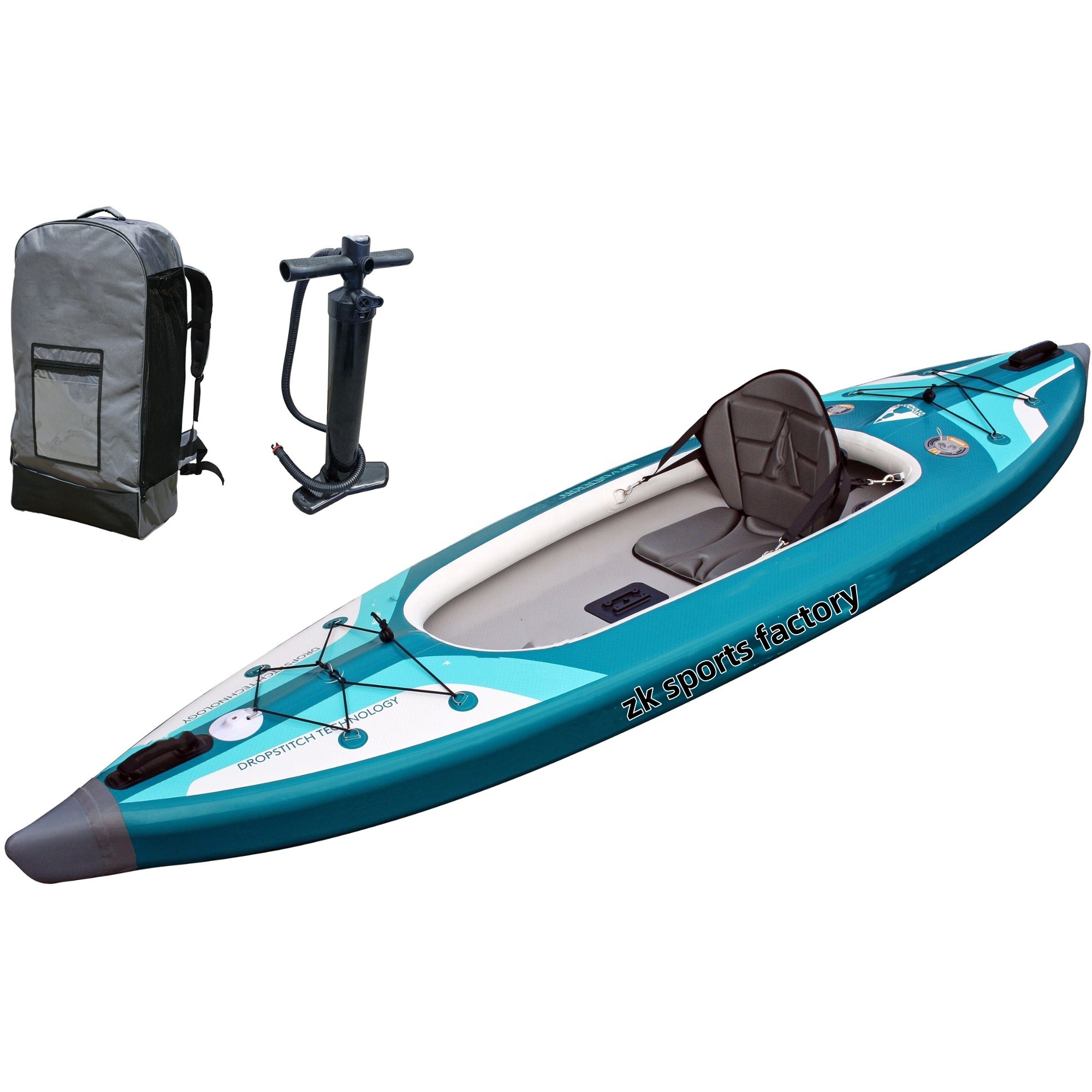 Fishing Kayak Paddle - เรือคายัคพองลมแบบพกพา น้ำหนักเบา ผลิตจาก PVC พร้อมที่นั่งเดี่ยวและแป้นเหยียบ สำหรับตกปลาและพายเรือกลางแจ้ง